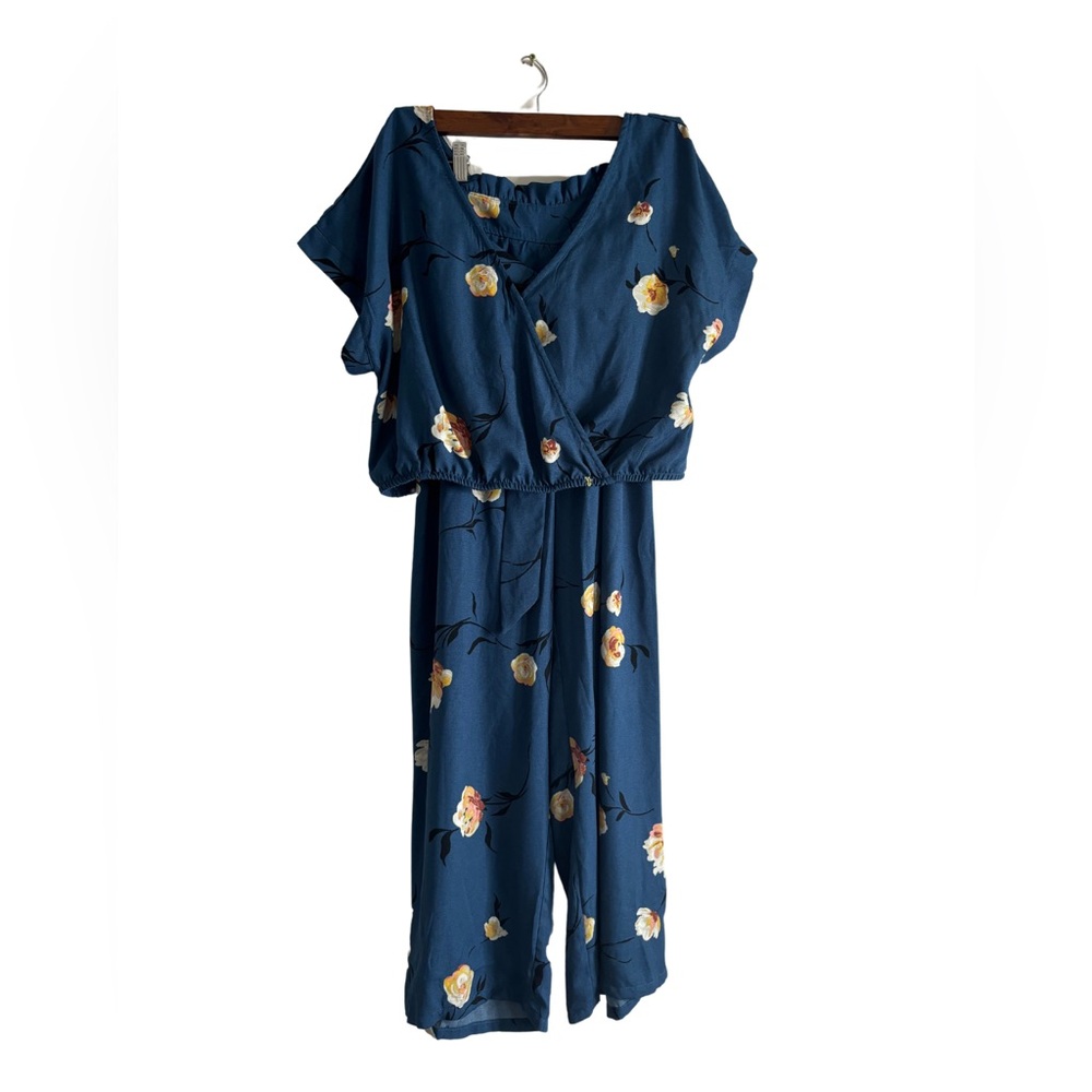 Xhilaration Blue Pineapple Print Jumpsuit